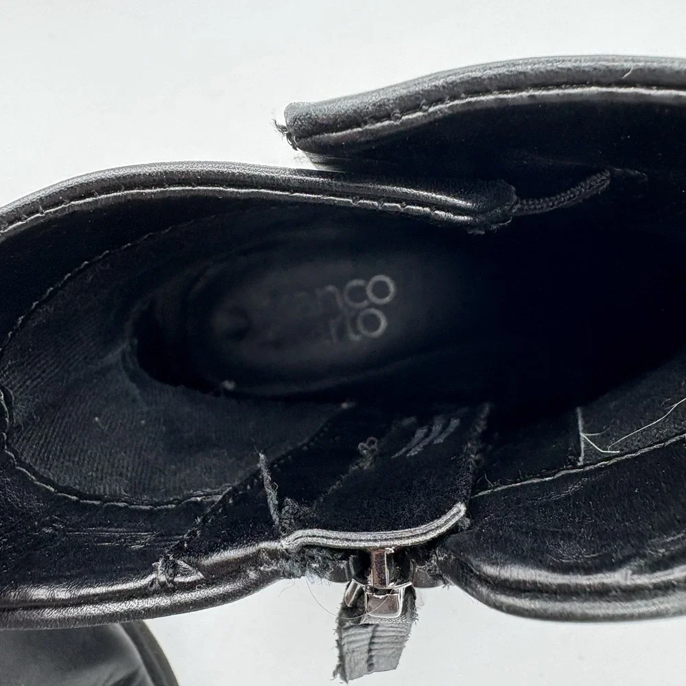 Franco Sarto Boots Womens Size 7 Beam Black‎ Leather Ankle Booties